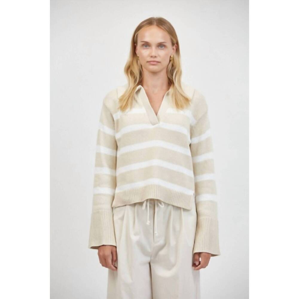 NEW A.REN maine polo sweater in off white